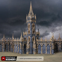 Load image into Gallery viewer, Gothic Cloister Tower - Darkness &amp; Desolation - Printable Scenery - SystemHEX Terrain D&amp;D DnD