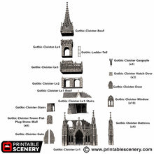 Load image into Gallery viewer, Gothic Cloister Tower - Darkness &amp; Desolation - Printable Scenery - SystemHEX Terrain D&amp;D DnD