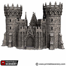 Load image into Gallery viewer, Gothic Gatehouse - Darkness &amp; Desolation - Printable Scenery - SystemHEX Terrain D&amp;D DnD