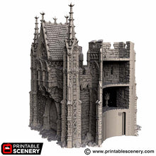 Load image into Gallery viewer, Gothic Gatehouse - Darkness &amp; Desolation - Printable Scenery - SystemHEX Terrain D&amp;D DnD