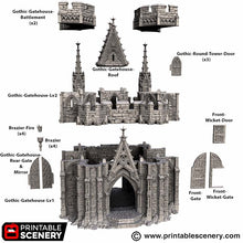 Load image into Gallery viewer, Gothic Gatehouse - Darkness &amp; Desolation - Printable Scenery - SystemHEX Terrain D&amp;D DnD