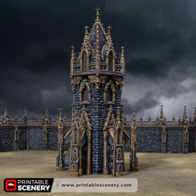 Load image into Gallery viewer, Gothic Hex Tower - Darkness &amp; Desolation - Printable Scenery - SystemHEX Terrain D&amp;D DnD