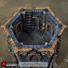 Load image into Gallery viewer, Gothic Hex Tower - Darkness &amp; Desolation - Printable Scenery - SystemHEX Terrain D&amp;D DnD