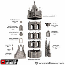 Load image into Gallery viewer, Gothic Hex Tower - Darkness &amp; Desolation - Printable Scenery - SystemHEX Terrain D&amp;D DnD