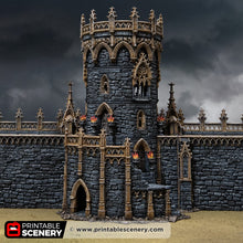 Load image into Gallery viewer, Gothic Round Tower - Darkness &amp; Desolation - Printable Scenery - SystemHEX Terrain D&amp;D DnD