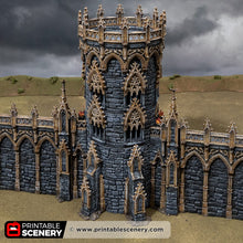 Load image into Gallery viewer, Gothic Round Tower - Darkness &amp; Desolation - Printable Scenery - SystemHEX Terrain D&amp;D DnD