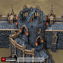 Load image into Gallery viewer, Gothic Round Tower - Darkness &amp; Desolation - Printable Scenery - SystemHEX Terrain D&amp;D DnD
