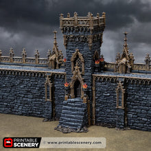 Load image into Gallery viewer, Gothic Small Square Tower with Gate - Darkness &amp; Desolation - Printable Scenery - SystemHEX Terrain D&amp;D DnD