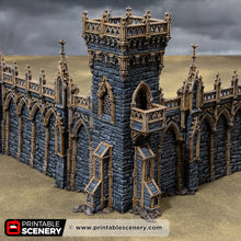 Load image into Gallery viewer, Gothic Small Square Tower with Gate - Darkness &amp; Desolation - Printable Scenery - SystemHEX Terrain D&amp;D DnD