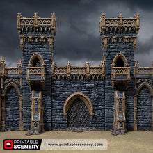 Load image into Gallery viewer, Gothic Small Square Tower with Gate - Darkness &amp; Desolation - Printable Scenery - SystemHEX Terrain D&amp;D DnD