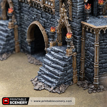 Load image into Gallery viewer, Gothic Small Square Tower with Gate - Darkness &amp; Desolation - Printable Scenery - SystemHEX Terrain D&amp;D DnD