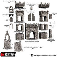 Load image into Gallery viewer, Gothic Small Square Tower with Gate - Darkness &amp; Desolation - Printable Scenery - SystemHEX Terrain D&amp;D DnD