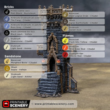 Load image into Gallery viewer, Gothic Small Square Tower with Gate - Darkness &amp; Desolation - Printable Scenery - SystemHEX Terrain D&amp;D DnD