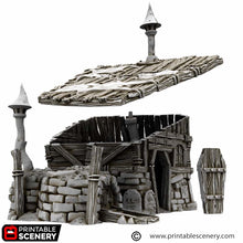 Load image into Gallery viewer, Grave Diggers Hut - Cities of Ramshackle and Ruin - Printable Scenery - Terrain, Wargaming, D&amp;D, DnD