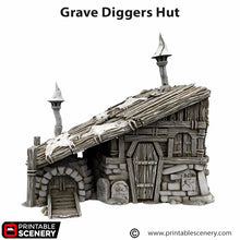 Load image into Gallery viewer, Grave Diggers Hut - Cities of Ramshackle and Ruin - Printable Scenery - Terrain, Wargaming, D&amp;D, DnD