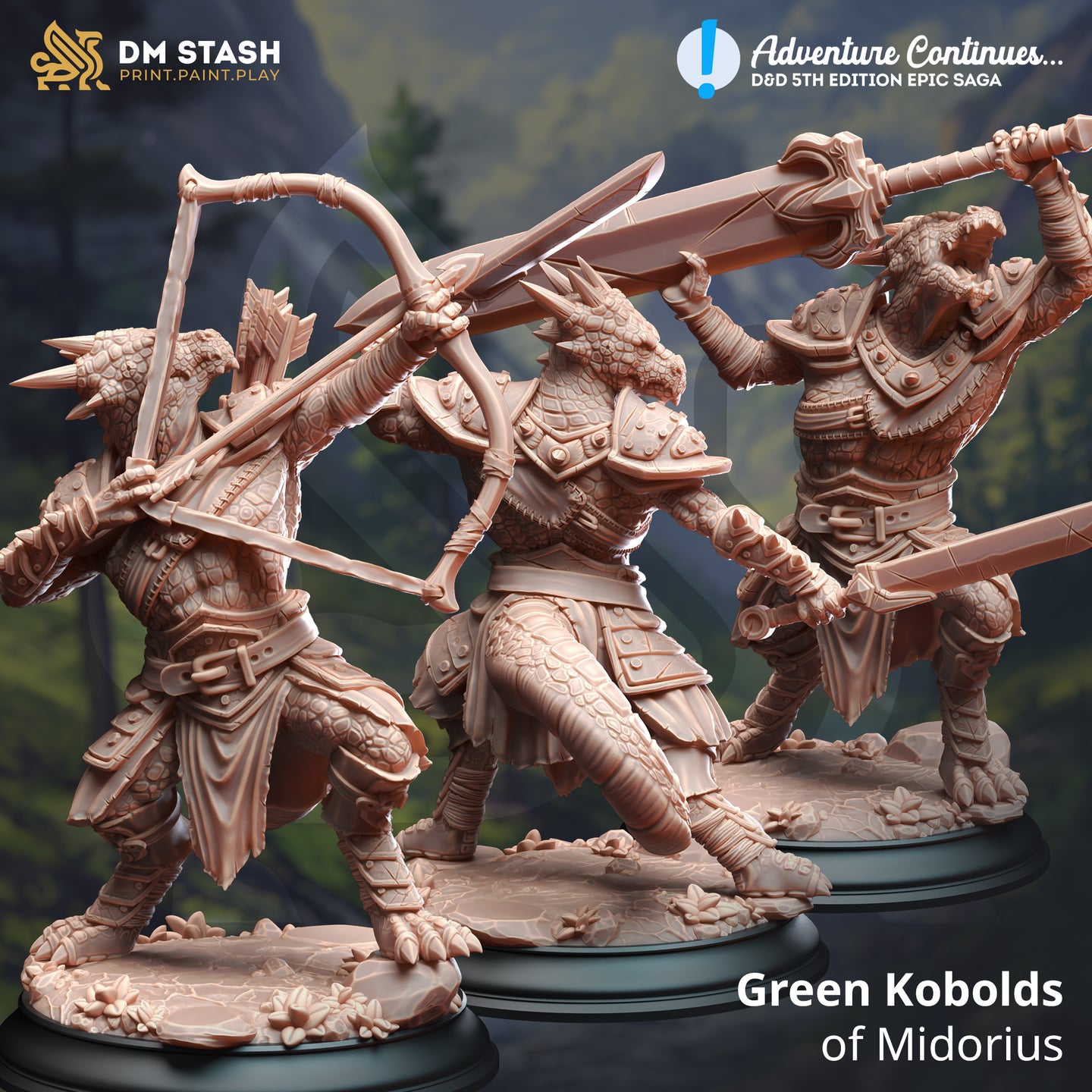 Green Kobolds of Midorius - Adventure Continues - DM Stash - Wargaming D&D DnD, 28mm, 32mm, 40mm, 54mm, 75mm, 100mm, 125mm