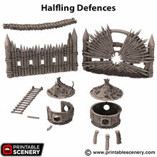 Load image into Gallery viewer, Halfling Defences - Rise of the Halflings - Printable Scenery - Terrain, Wargaming, D&amp;D, DnD