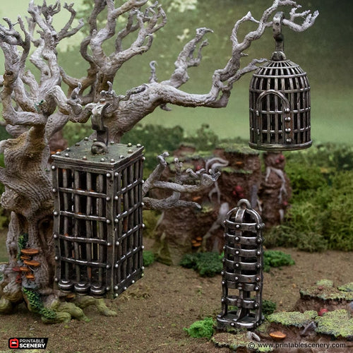 Hanging Cages - The Gloaming Swamps - Printable Scenery Terrain Wargaming D&D DnD 15mm 20mm 28mm 32mm 40mm 54mm
