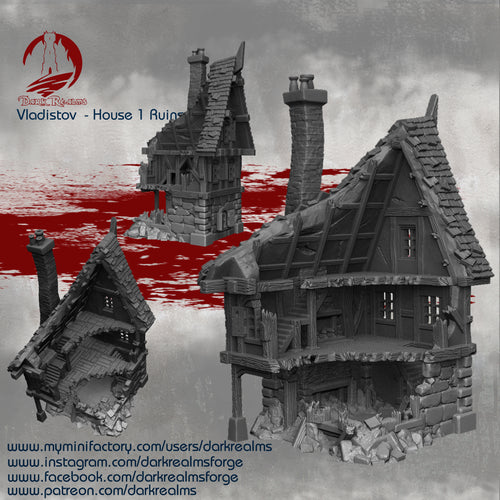 Market Town House 1 Ruins - Vladistov - Dark Realms Terrain Wargaming D&D DnD