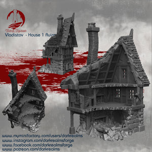 Market Town House 1 Ruins - Vladistov - Dark Realms Terrain Wargaming D&D DnD