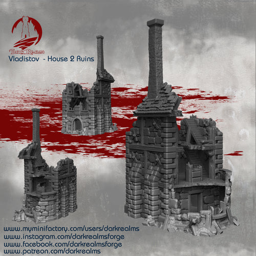 Market Town House 2 Ruins - Vladistov - Dark Realms Terrain Wargaming D&D DnD