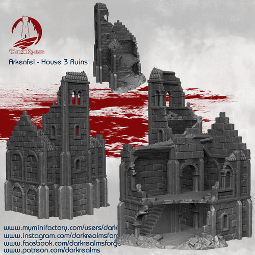 Stone City House 3 Ruins - Arkenfel - Dark Realms Terrain Wargaming D&D DnD