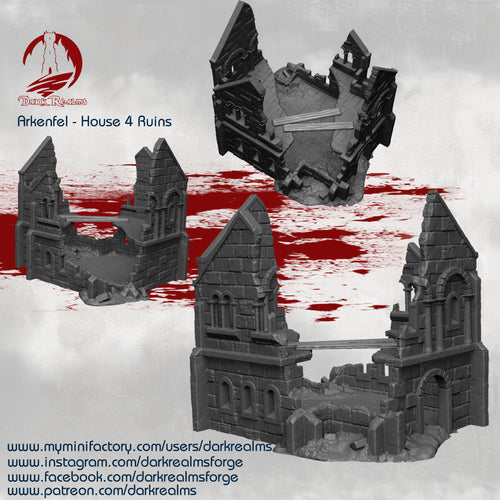 Stone City House 4 Ruins - Arkenfel - Dark Realms Terrain Wargaming D&D DnD
