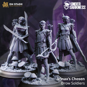 Drow Soldiers - Adventure Continues - DM Stash - Wargaming D&D DnD, 28mm, 32mm, 40mm, 54mm, 75mm, 100mm, 125mm
