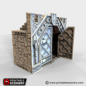 Ironhelm Forge Gate - Dwarves, Elves and Demons - Printable Scenery Terrain Wargaming D&D DnD