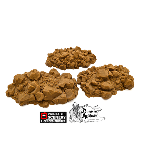 Jagged Rocks Scatter - Chunky Rocks - 15mm 28mm 32mm 40mm - Printable Scenery Shadowfey Wilds
