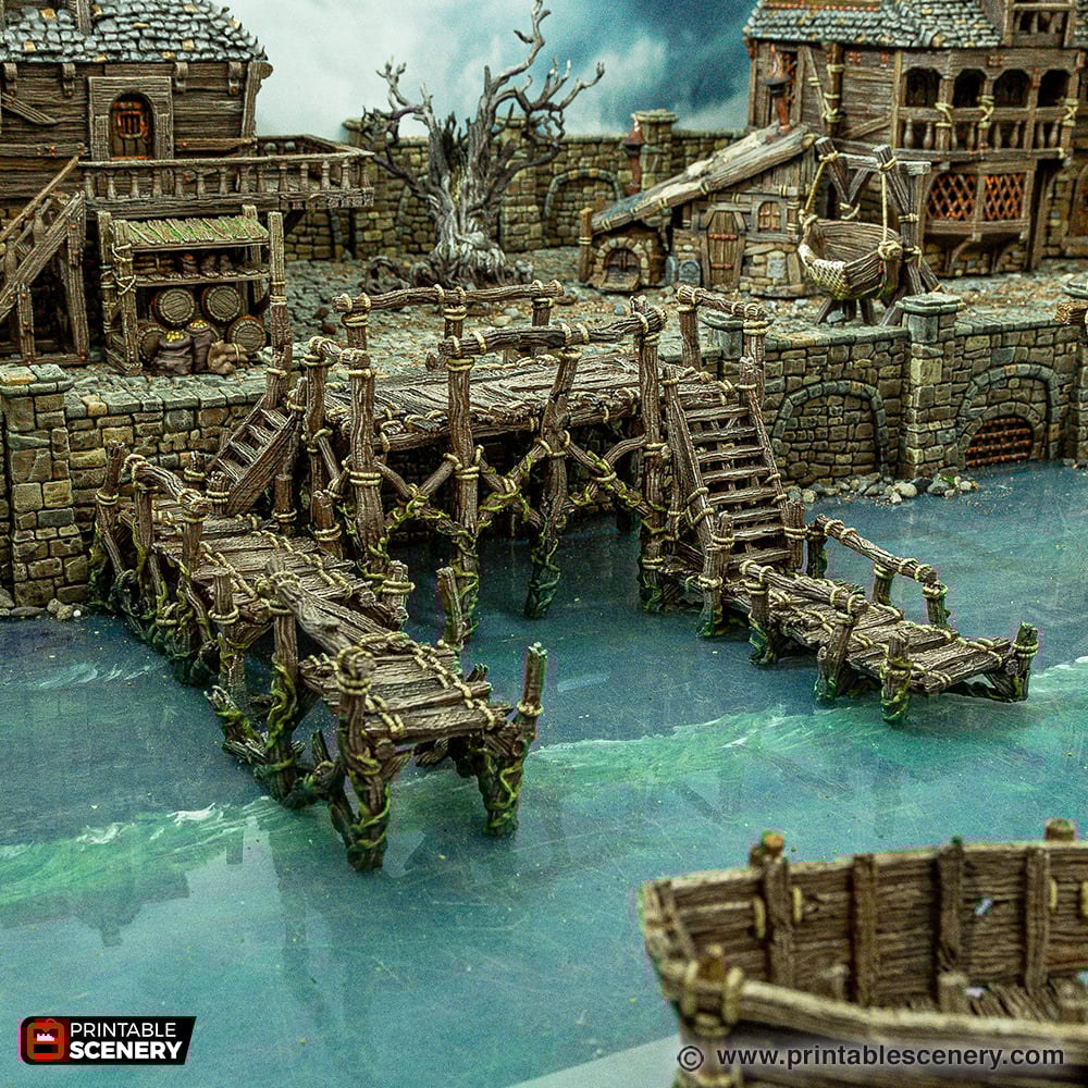 Jetty - Cities of Ramshackle and Ruin - Printable Scenery - Terrain, Wargaming, D&D, DnD