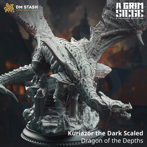 Kuriazor the Dark Scaled, Dragon of the Depths - A Grim Siege - DM Stash - Terrain Wargaming D&D DnD 32mm 40mm 54mm 75mm