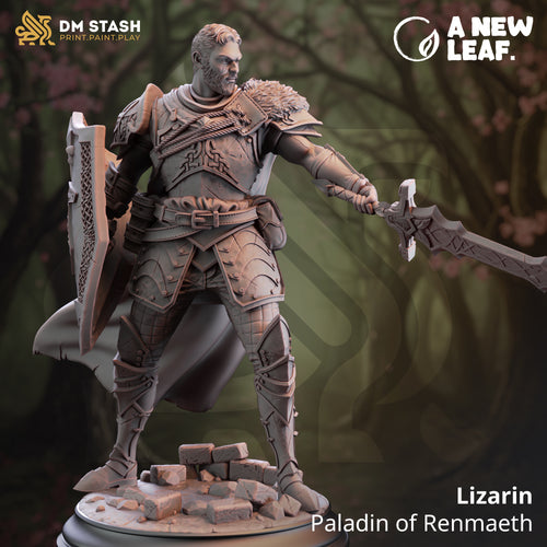 Lizarin Paladin of Renmaeth - Adventure Continues - DM Stash - Wargaming D&D DnD, 28mm, 32mm, 40mm, 54mm, 75mm, 100mm, 125mm