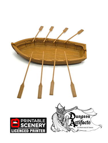Long Boat - Row Boat - The Lost Islands - Printable Scenery 28mm 32mm Wargaming Terrain D&D, DnD
