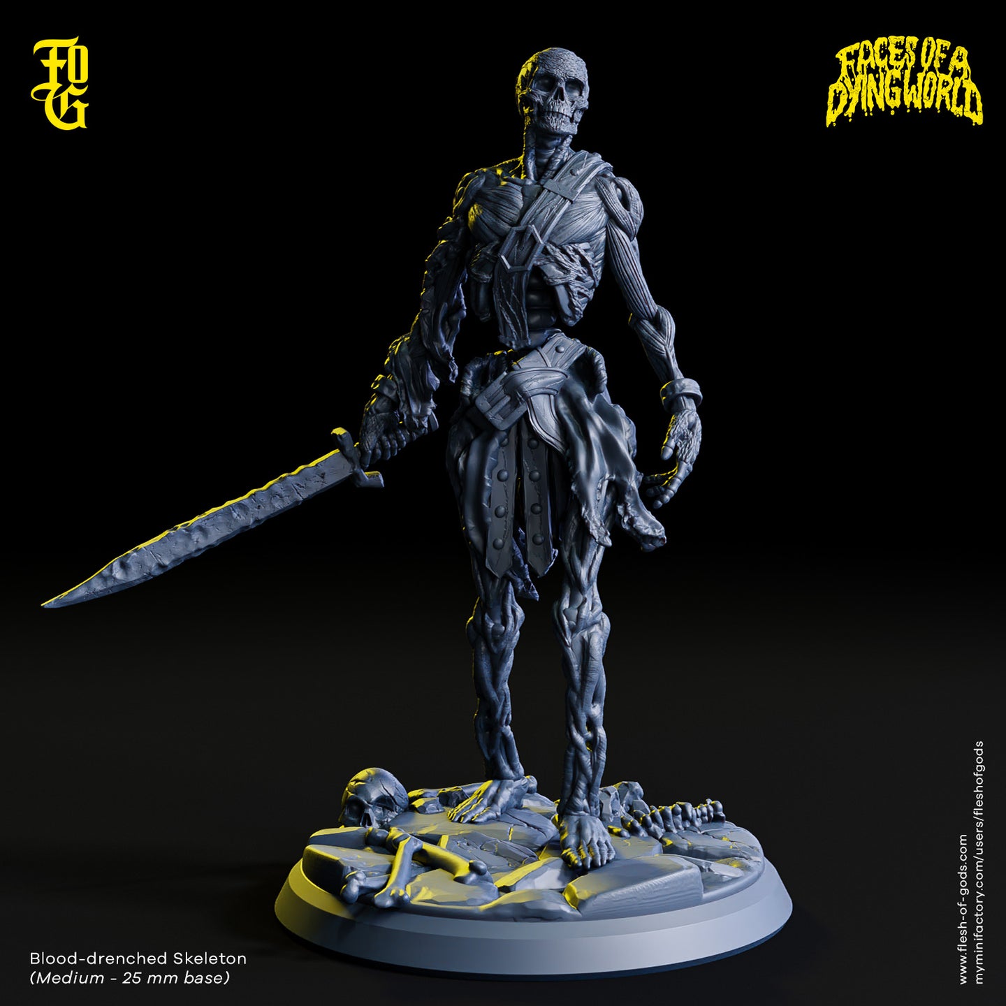 Blood-Drenched Skeleton - Faces of a Dying World - Flesh of Gods - Wargaming D&D DnD