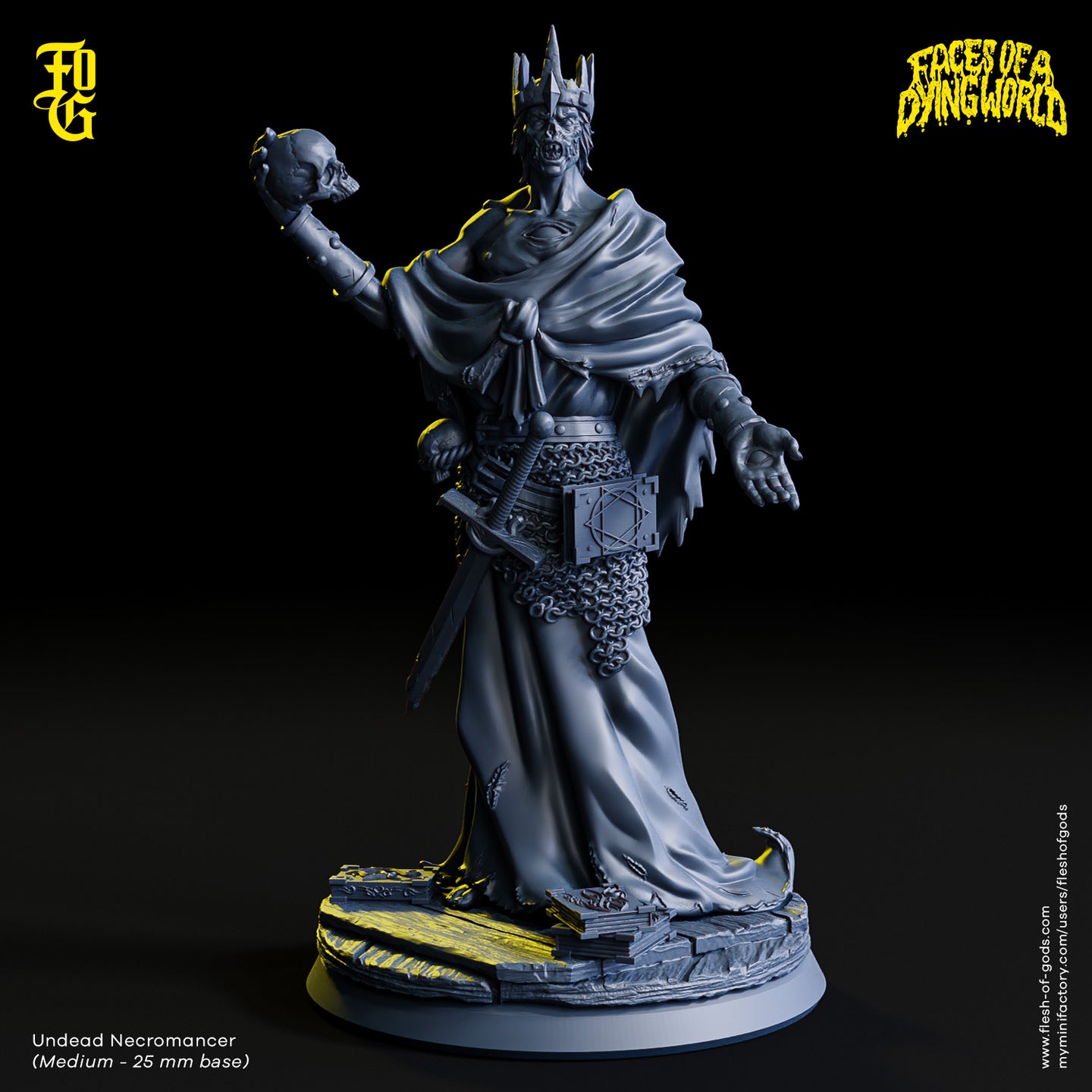 Undead Necromancer - Faces of a Dying World - Flesh of Gods - Wargaming D&D DnD