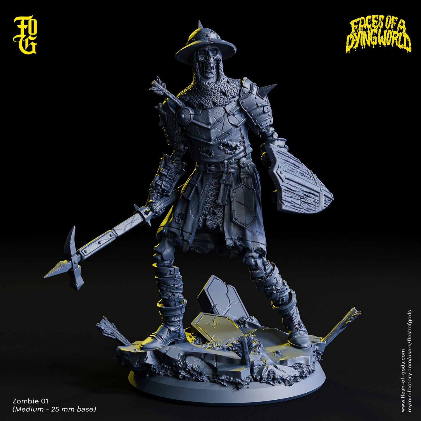 Zombie 01 - Faces of a Dying World - Flesh of Gods - Wargaming D&D DnD