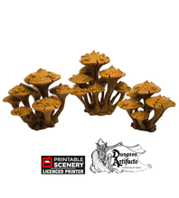 Load image into Gallery viewer, Magic Mushroom Clusters Set - Clorehaven and the Goblin Grotto - Printable Scenery Wargaming Terrain Scatter D&amp;D DnD