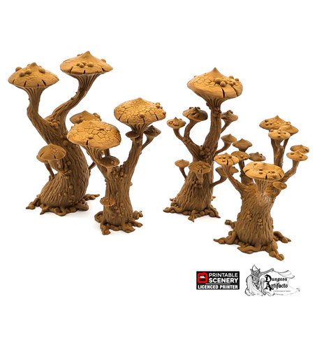 Magic Mushrooms Tree Set - 15mm 28mm 32mm Clorehaven and the Goblin Grotto Wargaming Terrain Scatter D&D DnD