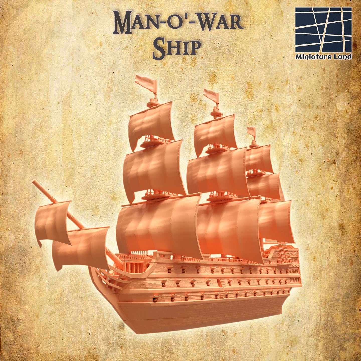 Man-O'-War Ship of the Line - Miniatureland Terrain Wargaming D&D DnD