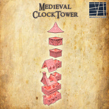 Load image into Gallery viewer, Medieval Clock Tower - Miniatureland Terrain Wargaming D&amp;D DnD