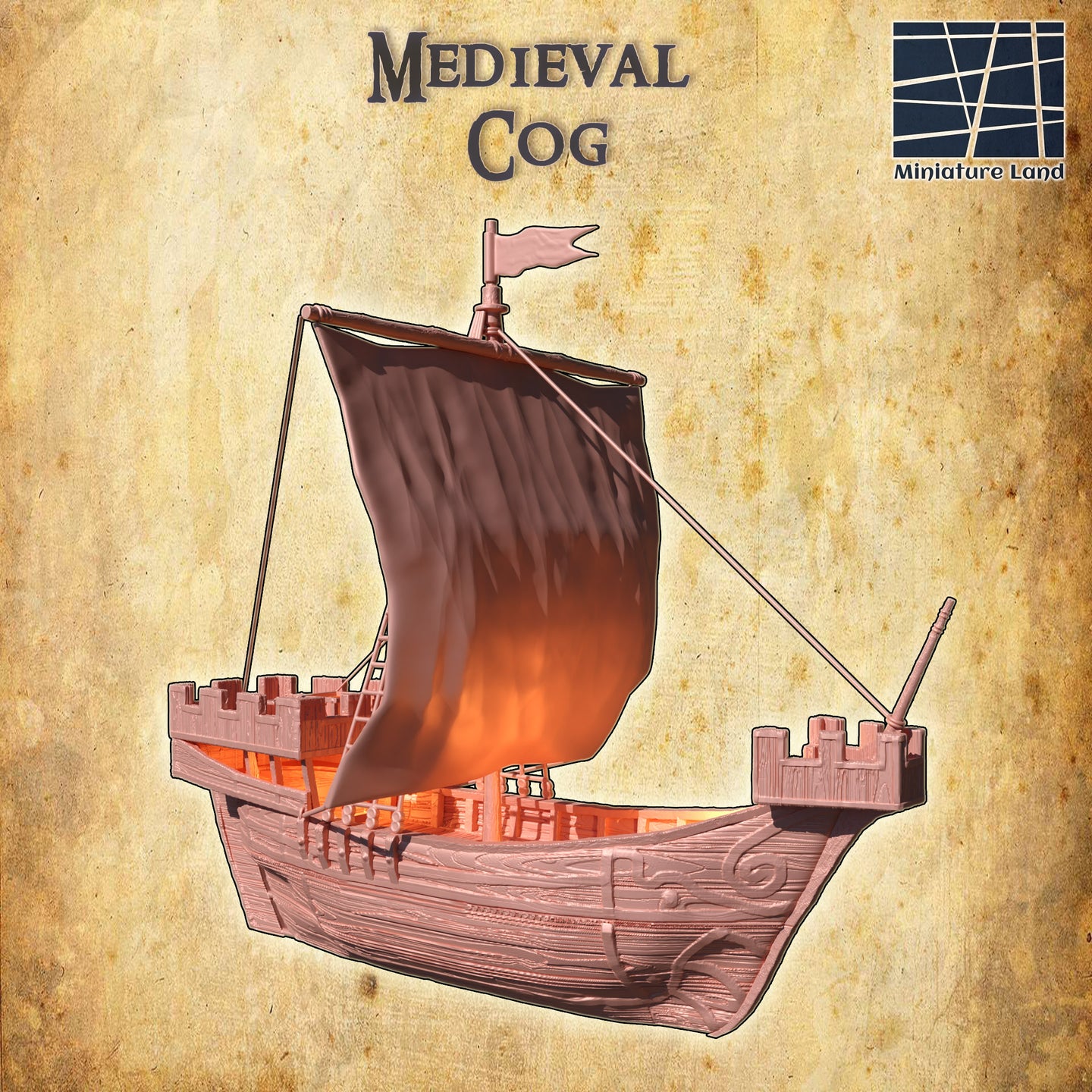 Medieval Cog - Miniatureland Terrain Wargaming D&D DnD