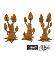 Load image into Gallery viewer, Mesmerizing Morels Mushroom Tree Set - Clorehaven and the Goblin Grotto - Printable Scenery Wargaming Terrain Scatter D&amp;D DnD