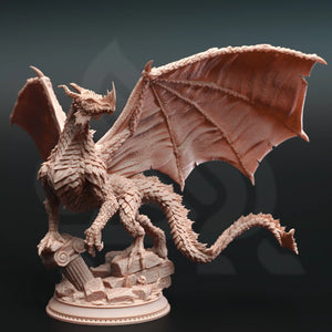 Midorius the Broken Juvenile Green Dragon - Adventure Continues - DM Stash - Wargaming D&D DnD, 28mm, 32mm, 40mm, 54mm, 75mm, 100mm, 125mm