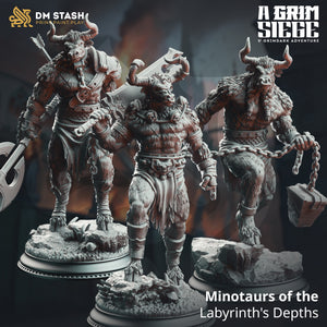 Minotaurs of the Labyrinth's Depths - A Grim Siege - DM Stash - Terrain Wargaming D&D DnD 32mm 40mm 54mm 75mm