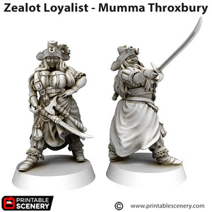 Mumma Throxbury Zealot Loyalist - Cities of Ramshackle and Ruin - Printable Scenery - Terrain, Wargaming, D&D, DnD 28mm 32mm 40mm 54mm