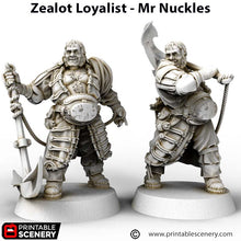 Load image into Gallery viewer, Mr Nuckles Zealot Loyalist - Cities of Ramshackle and Ruin - Printable Scenery - Terrain, Wargaming, D&amp;D, DnD 28mm 32mm 40mm 54mm