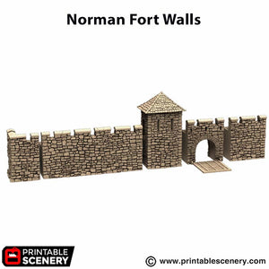 Modular Norman Stone Fort Walls - King and Country - Printable Scenery Terrain Wargaming D&D DnD 10mm 15mm 20mm 28mm 32mm 40mm 54mm Painted options