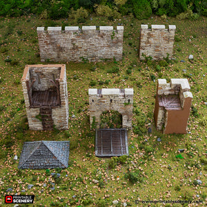 Modular Norman Stone Fort Walls - King and Country - Printable Scenery Terrain Wargaming D&D DnD 10mm 15mm 20mm 28mm 32mm 40mm 54mm Painted options