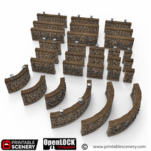 Load image into Gallery viewer, City Foundation Port Walls - Cities of Ramshackle and Ruin - Printable Scenery - Terrain, Wargaming, D&amp;D, DnD
